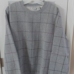 NWOT Field Gear FG Men's Cotton Sweatshirt Sweater LG Grey Window Pane Y2k NEW!